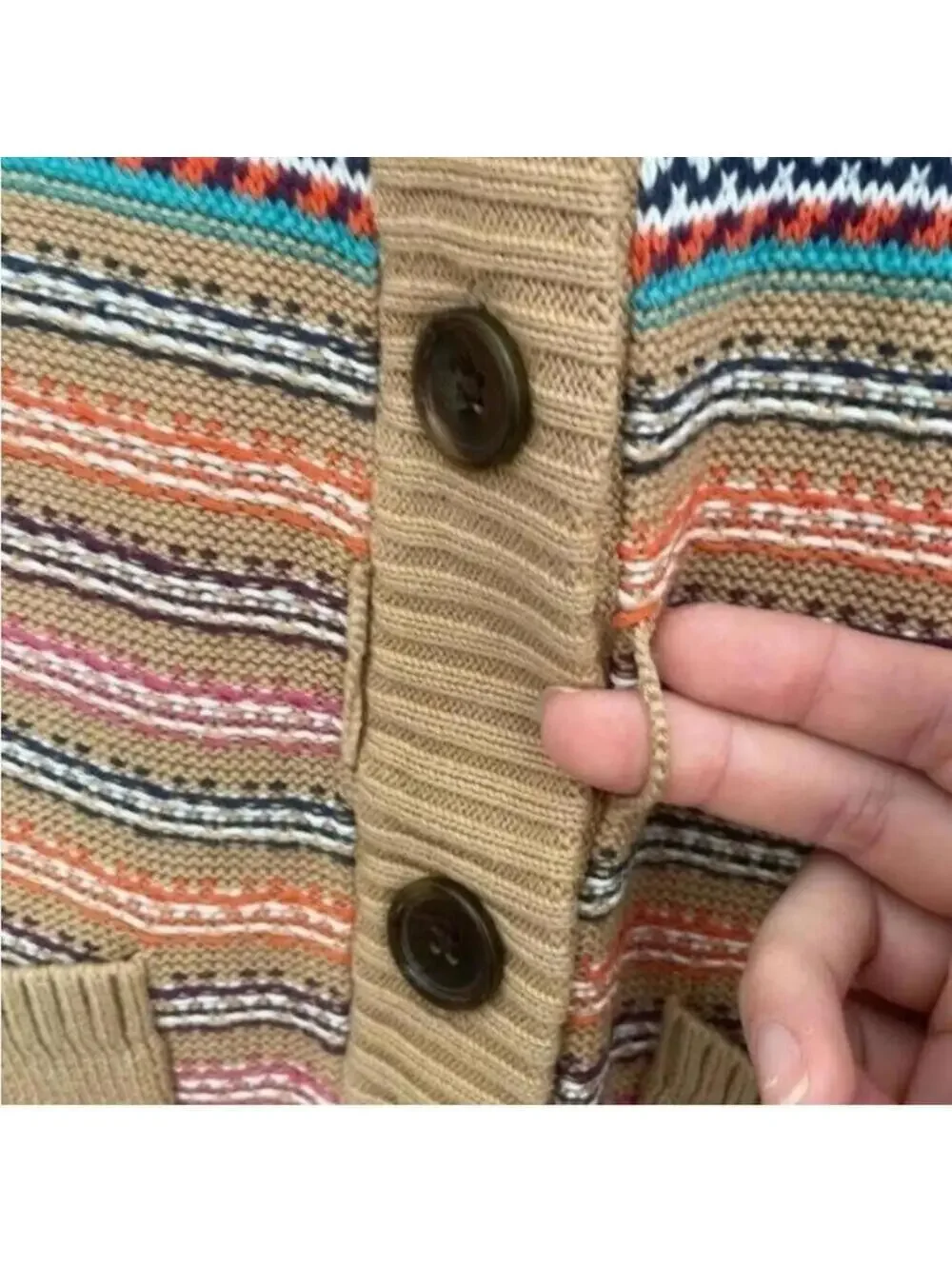 Land’s End kids multicolored Striped button down long sleeve sweater cardigan